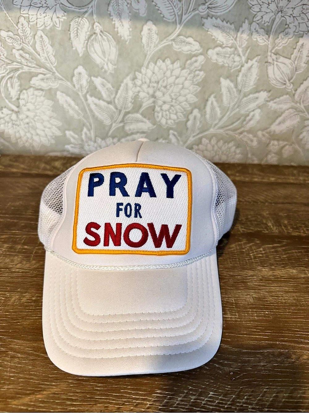 Aviator Nation Pray For Snow Vintage Trucker Hat White